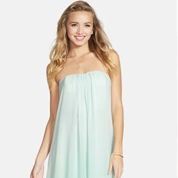 Erin Fetherston Soft Green "Daria" Ombré Chiffon Flowy Strapless Dress NWOT sz 8 - Picture 2 of 6